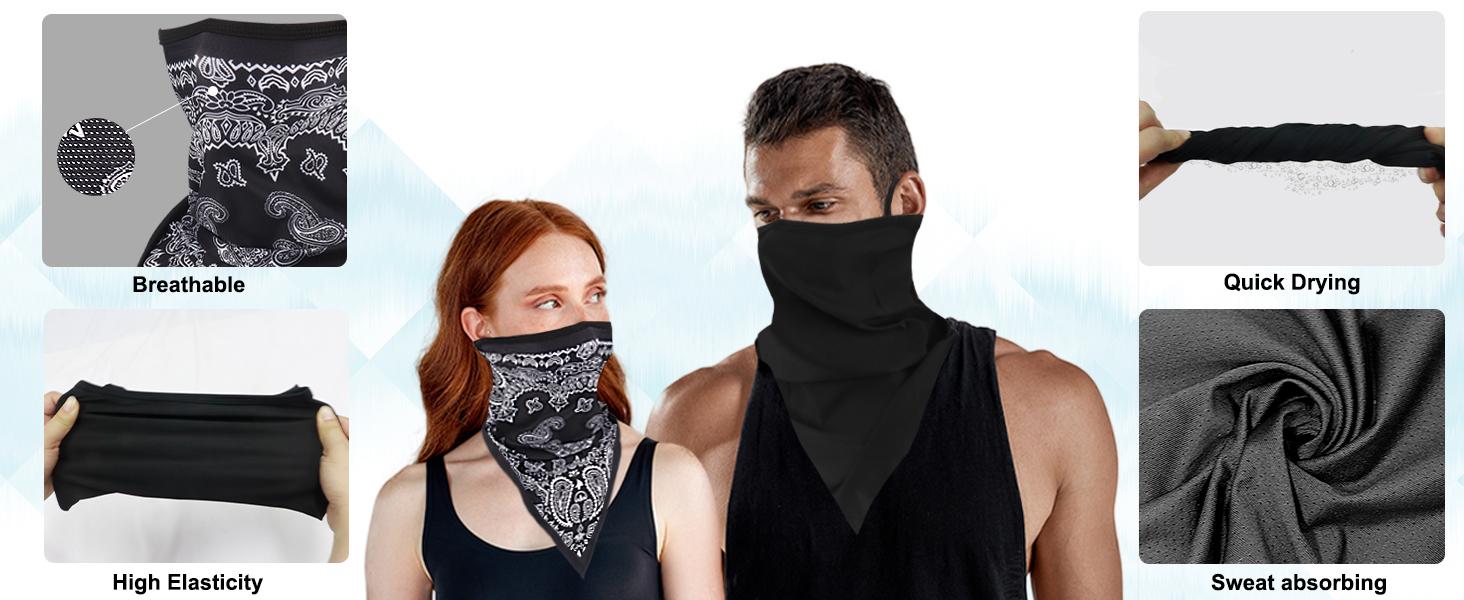 Ice Silk Cooling Cycling Triangle Face Mask Bandana for Men - UV Protection Neck Gaiter, Sun & Dust Shield for Motorcycle Riding, Hiking Ice Silk Cooling Cycling Triangle Face Mask Bandana for Men - UV Protection Neck Gaiter, Sun & Dust Shield for Motorcycle Riding, Hiking