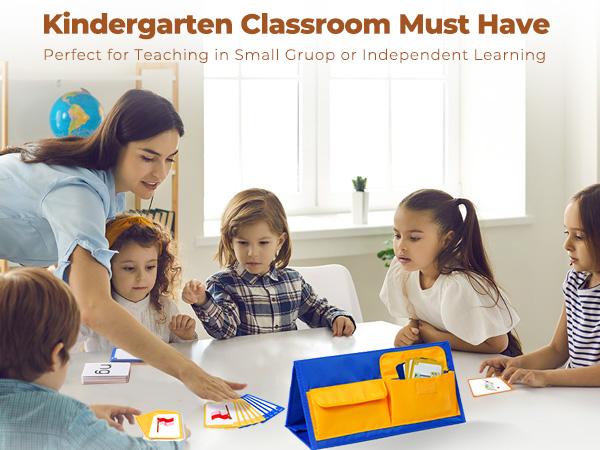 Word Building Desktop Pocket Chart Tent Flash Cards Kit, CVC Words Phonics Games Blending Board for Spelling, Language Learning, Educational Material