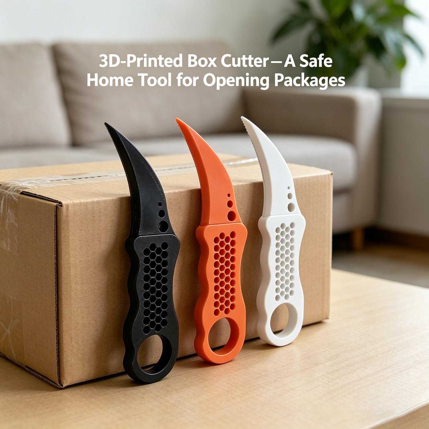 Safe 3D Printed Unboxer, Package Cutter, Claw Design, Blade-Free, Portable, Non-Slip Handle, Ideal for Daily Unboxing, Office, Home, Gaming Enthusiasts