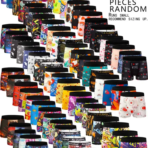 Random Color Men's All Over Print Boxer Brief, Casual Comfy Breathable for Daily Wear, Mens Underwear for All Seasons, Casual Style Underwear, Undergarments, Heart Print Boxers