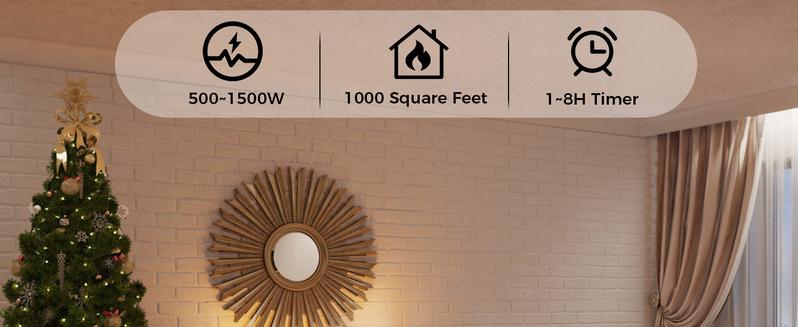 COWSAR Electric Fireplaces, 1500W Infrared Electric Stove Heater, Efficient Heating, 3D Realistic Flame, Remote Control, 8H Timer, Freestanding Stove for Living Room Bedroom Indoor Use, 5100 BTU