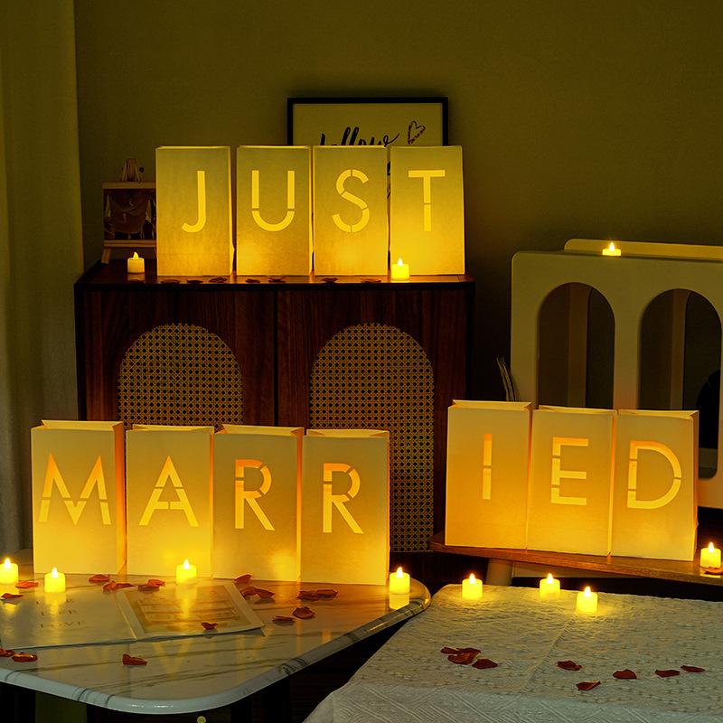 Light Up Letters Luminary Bags Kit with Flameless Candles, Fake Rose Petals & Happy Birthday Sign - Outdoor Lighting, Decorative Lights, Letter Glow Sign for Women Birthday, Romance, Children's Day Festive & Home Decor