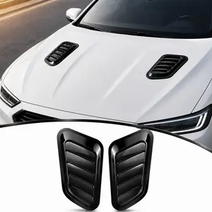 2PCS Universal Car Hood Vent Covers, Self-Adhesive Decorative Hood Scoop Trim, No-Drill ABS Bonnet Vent Exterior Accessories for Cars, SUVs, Trucks & RVs