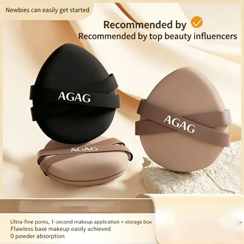 Double Strap Cushion Puff Soft Flocked Foundation Powder Puff Non Absorbent Makeup Sponge For Liquid And Cream Foundation