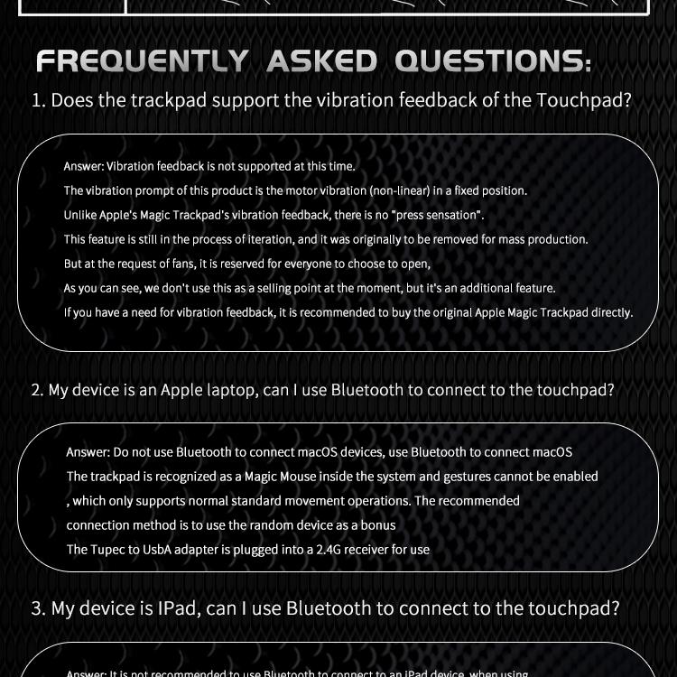 JOMAA Bluetooth Wireless+Wired Trackpad 2.4G Tri-Mode Touchpad Mouse Rechargeable High-Precision Touchpad for IOS Mac Windows