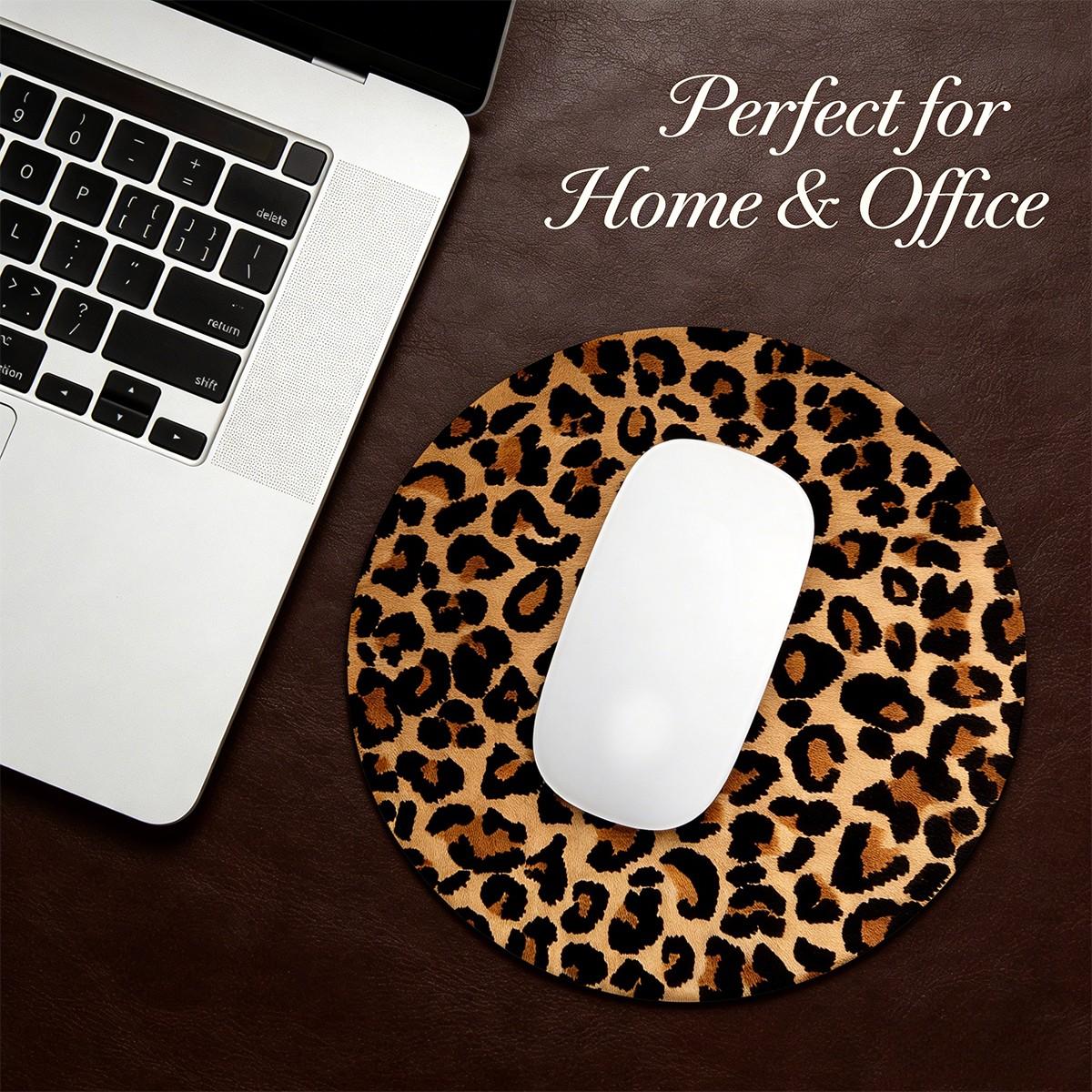 Fashion Leopard Print Round Mouse Pad, Non-Slip Rubber Base, Small Desktop Mat for PC/laptop, Gaming/mouse Pad, Gift for Women, 7.87 Inches