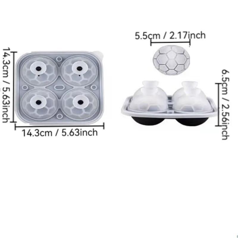 New Fun Football Shape Ice Cube Mold, Summer Ice Tray, Cocktail Ice Cubes, Whiskey Party Drink Large Ball Ice Mold, Perfect Gift for Soccer Fans