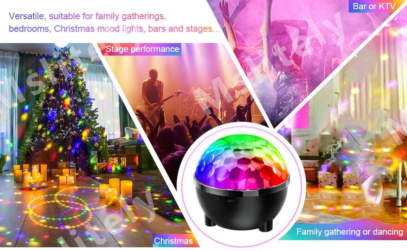 USB Low Voltage Power Cord Powered 6LED Disco Ball Lights with Sound Activation DJ Party Lights for Parties, Birthday Parties and Holidays