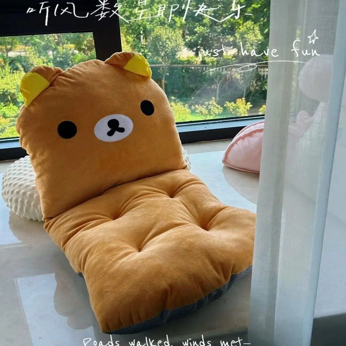 40cm Hot Rilakkuma Kawaii Anime Cartoon Cushion Cute Backrest Sofa Pillow For Dormitory Office Birthday Gift For Girls Plush Toy