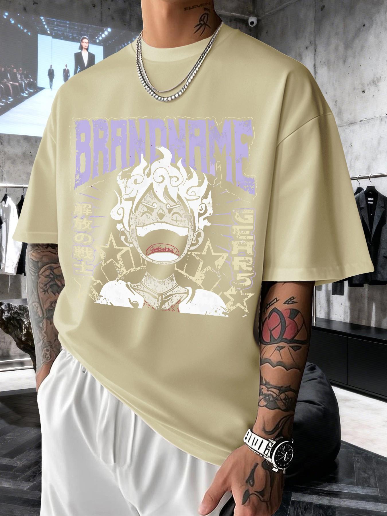 Men's Retro Anime Print T-Shirt, Casual Short Sleeve Top, Comfortable Round Neck, Slim Fit, Spring Summer Fashion, Streetwear Style