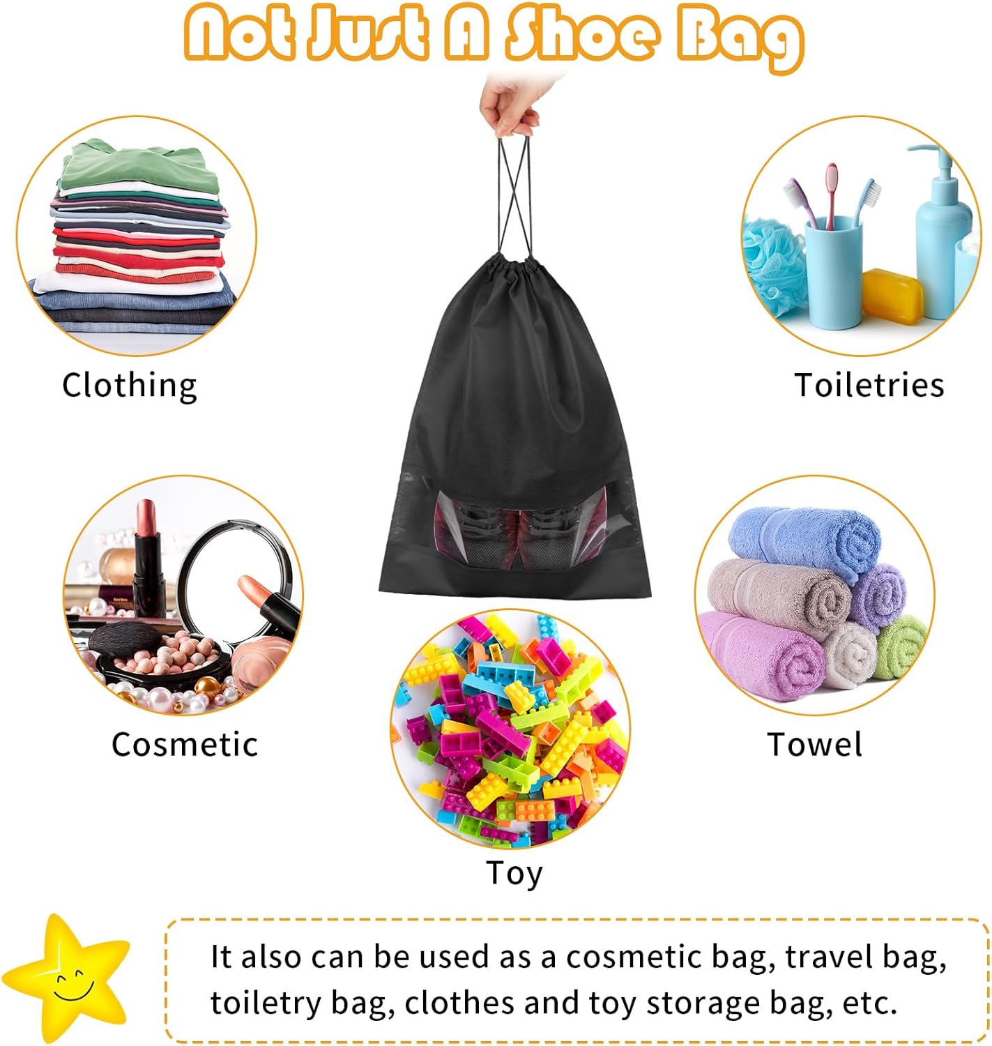 5 Pack Clear Drawstring Shoe Storage Bags, Waterproof Transparent Travel Shoe Pouches 15.7 x 11.8 Inch, Dust-Proof Portable Shoe Organizer Bags for Men Women, Gym, Trips, Luggage Packing, Closet Storage and Daily Shoe Arrangement