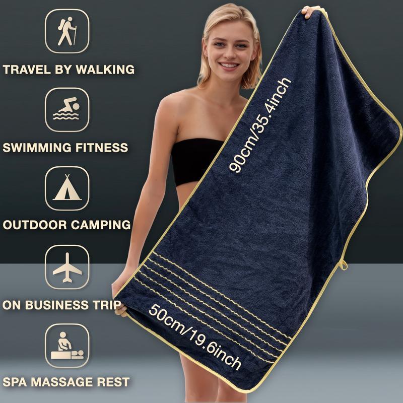 6-Piece Gold Trimmed Towels Set, Quick-Dry Absorbent Microfiber, Modern Bathroom Essentials for Home, Hotel, School Use, Absorbent Thickened Towels