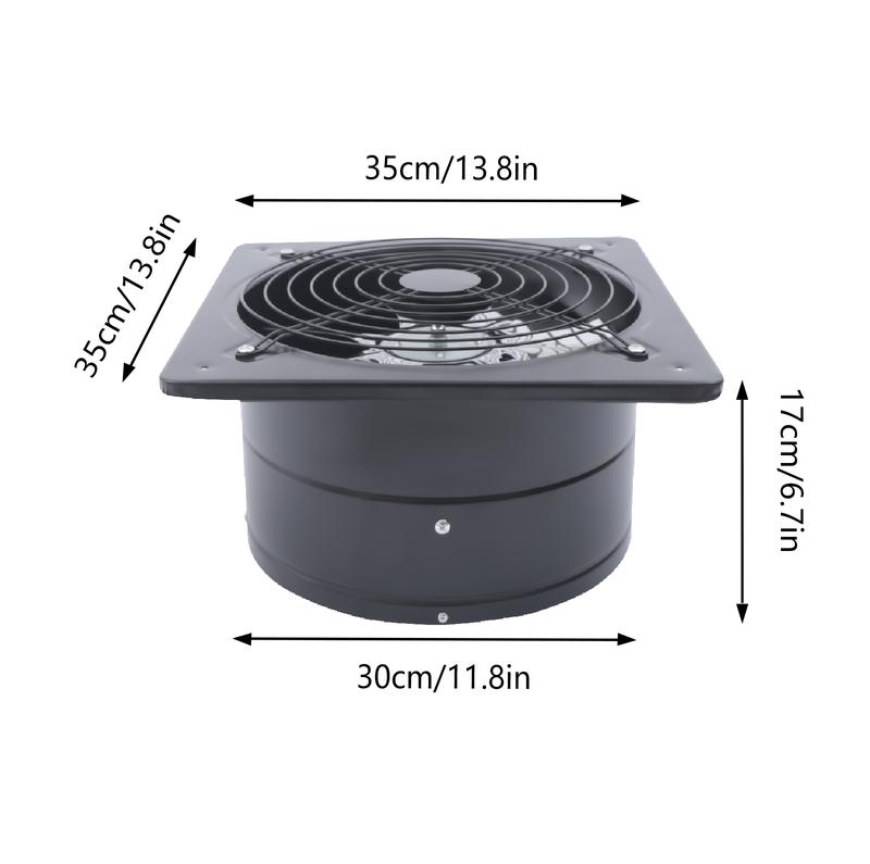 New 12" Exhaust Fan Extractor Fan Wall/Ceiling mount for Bathroom Kitchen Garage（No Plug） Ventilation Ventilator