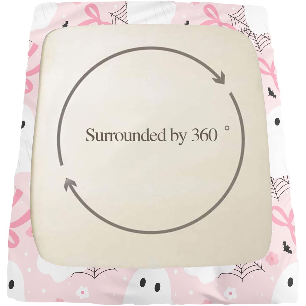3Pcs Cute Pink Ghost Fitted Sheet Set, Aesthetic Spooky Halloween Bed Sheets Set, Soft Microfiber Bedding Set with Bows & Spiderweb Print for Girls Bedroom Decor No Fillers