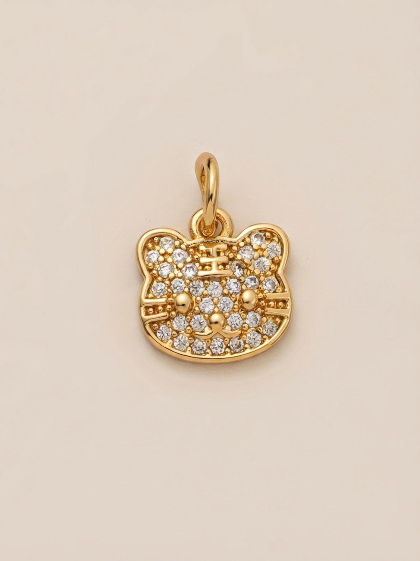 1PC stylish commuter bohemian style pendant, set with synthetic cubic zirconia, featuring a bow, butterfly moon, lemon cherry, and other fruit motifs. Made of 18K gold-plated copper, this DIY fashion accessory is suitable for keychains, bags, and jewelry.