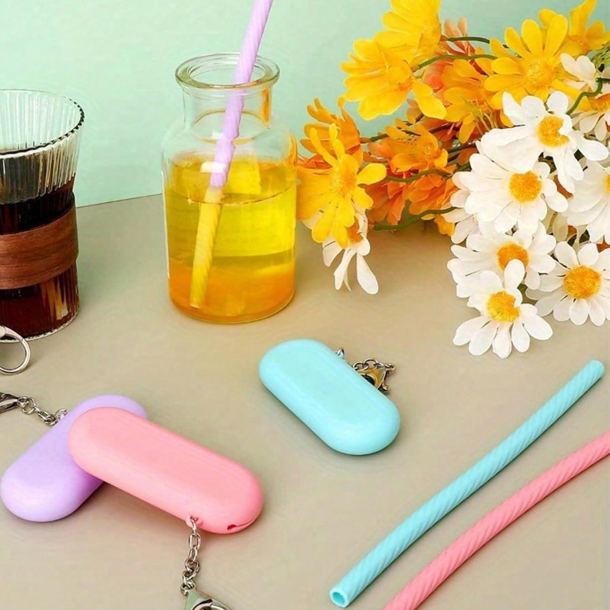 Reusable Silicone Straw with Storage Box, Foldable Lightweight Portable Handy Drinking Straw, Ideal for Travel, Parties, and Learning
