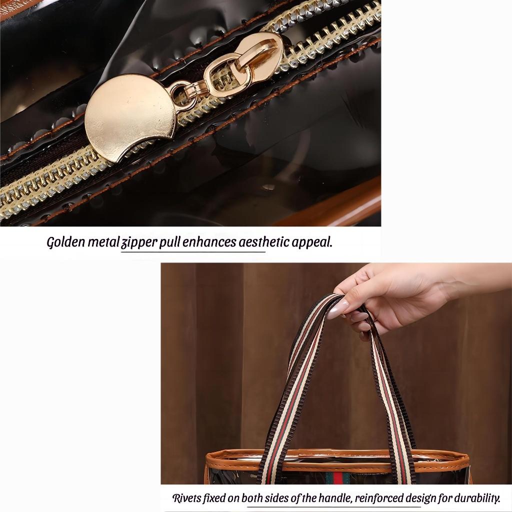 Vintage Luxury 1/6 Counts Large Capacity Transparent Makeup Bag Portable Cosmetic Storage for Toiletries & Cosmetics Multi-Functional Tote Travel Organizer