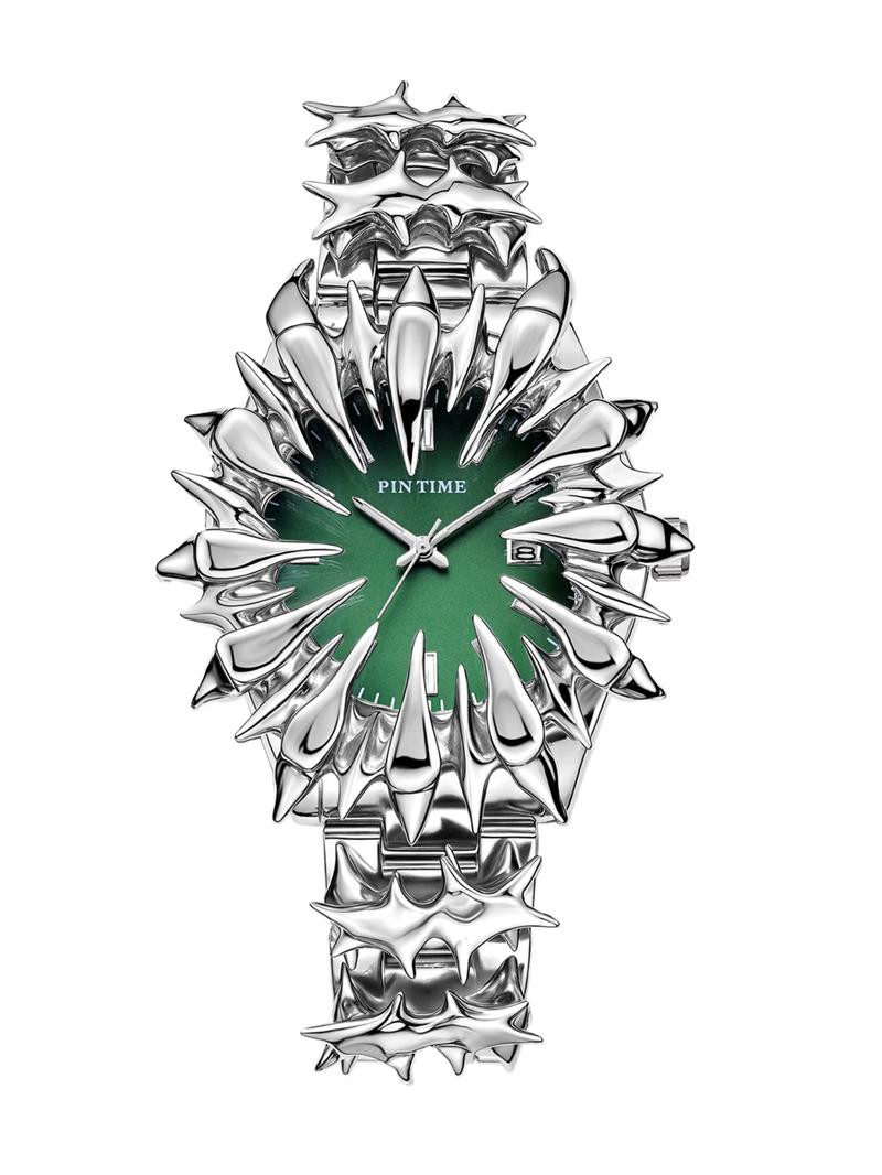 Handmade Quartz Analog Watch, Original European Style Vampire Dragon Scale Spike Design, Unisex Small Batch Wristwatch, Unique Jewelry Accessory