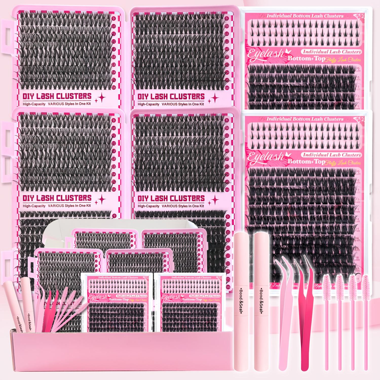 12 Kinds of Eyelash Cluster Kits, Mega/Ultra/Dramatic/Volume/Full/Spikes/ Bottom Lashes Clusters Kit Waterproof Lash with You Need for Beginners & Proficient, Dlyat Home Easily, Soft Comfortable Easy Apply Natural Look for Makeup Daily
