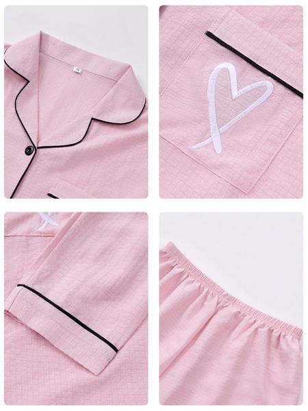 Women's Heart Embroidered Cardigan Set, Long Sleeve Elastic Waist Pants, Casual Comfortable Sleepwear, Loungewear, Spring & Fall Home Wear