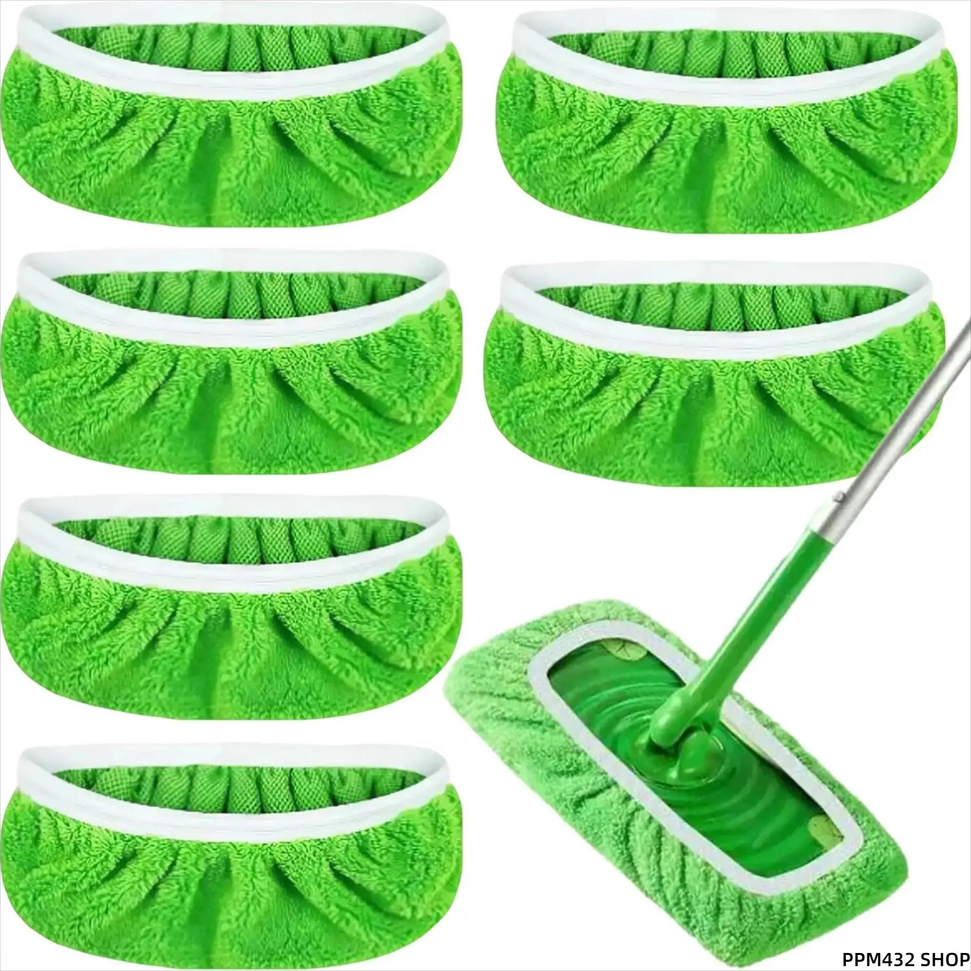 6Pack Reusable Mop Pads, Washable Coral Fleece Microfiber Cleaning Cloths for Wet and Dry Floor Cleaning, Replacement Pads for Sweeper Tools, Durable Pads for Hardwood Floors, Tile, Kitchen and Home Use