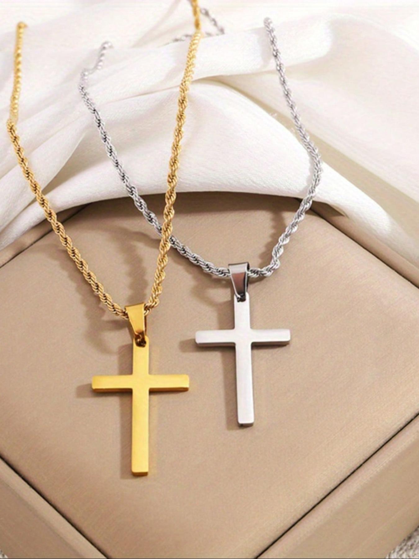 Classic Retro Design Cross Chain Design Stainless Steel Cross Pendant Necklace, Fashion Jewelry for Party, Daily Clothing Decor, Trendy All-match & Exquisite Jewelry for Birthday Gift