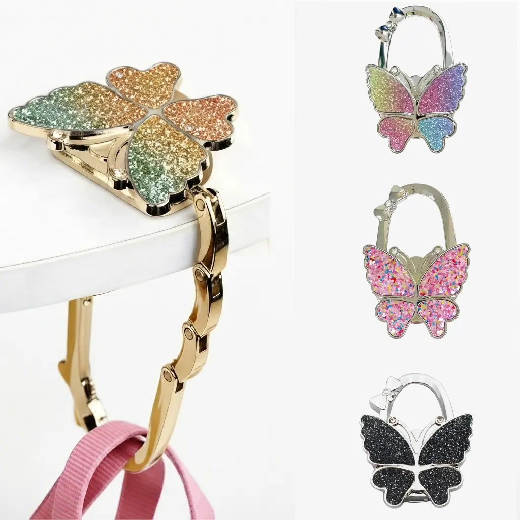 Butterfly shape Handbag Hanger,Folding Purse Table Hook Holder,Foldable Purse Hook,Purse Holder Stand for Table (B)