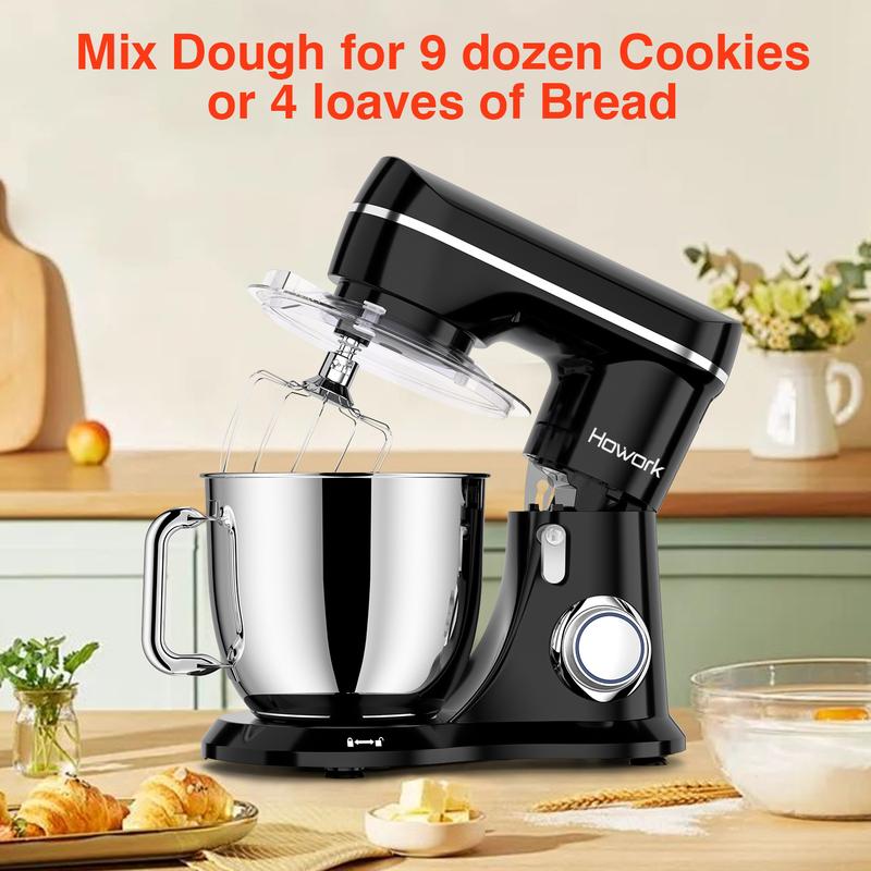 HOWORK 5-Quart Food Mixer, 3-in-1 Vertical Electric Mixer – 380W with 10 Speeds & Pulse Button, Food-grade 304 stainless steel bowl, Suitable for Most Home Cooks, Compact Household Mixer, Ideal for Baking & Mixing, Perfect Gift for Kitchen Enthusiasts