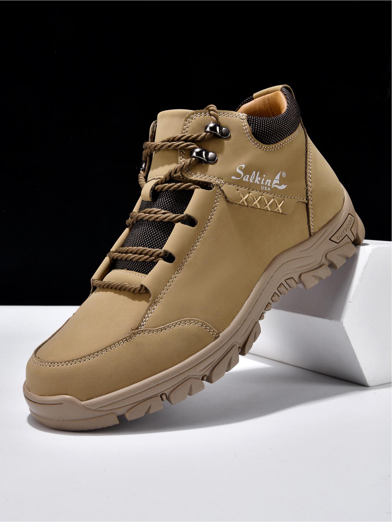 Men's High-Top Outdoor Hiking Boots, Non-Slip Wear-Resistant Work Boots, Lightweight Casual Trekking Shoes