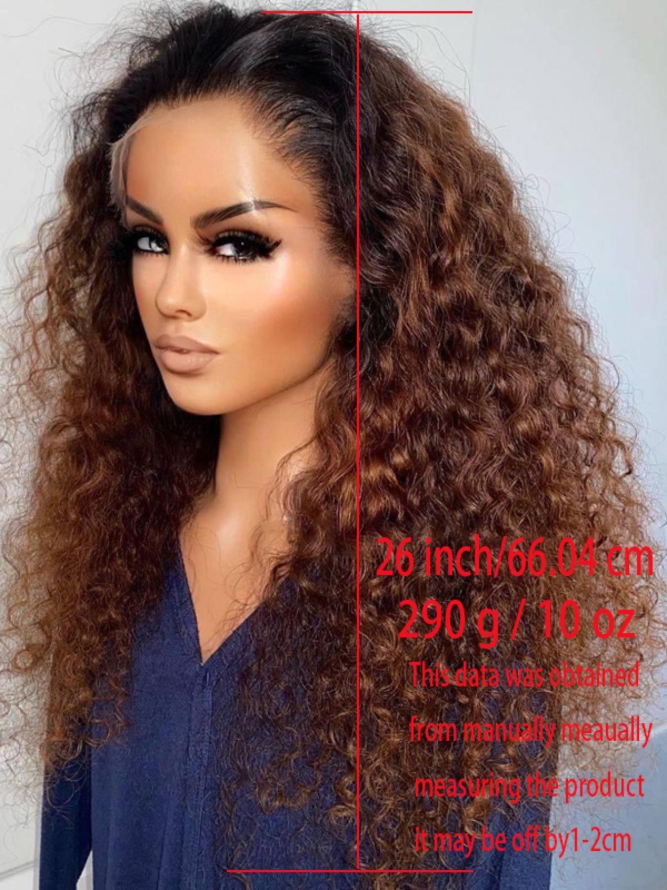 Soft Non-Glue Pre-Banked 26 Inch Long 180 Density Daily Gradient Curly Wig, Ombre Brown 13x4x1 Lace Front Full Cap, Heat Resistant, Glueless Synthetic Wig