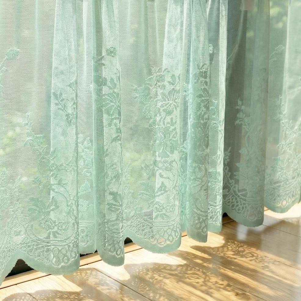 Lace Floral Embroidered Semi-Transparent Curtain, Kitchen Coffee Shop Restaurant Bathroom Decor, Elegant Window Treatment