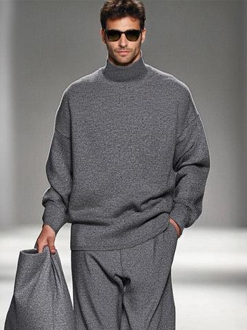 COOFANDY Comfy Quiet Luxury 2-Piece Set - Casual Turtleneck Top and Loose Pants, Elastic Fabric