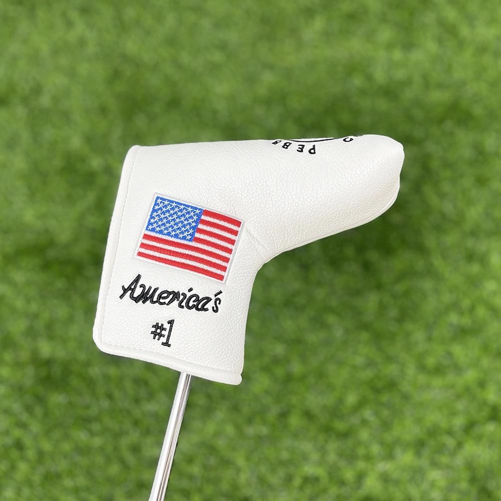 Premium Leather Golf Putter Cover Pebble Beach Golf Putter Headcover American Flag Golf Headcover Golf Putter ProtectorGolf Accessories for Men Golf Gift for Golfers Waterproof Golf Putter Cover