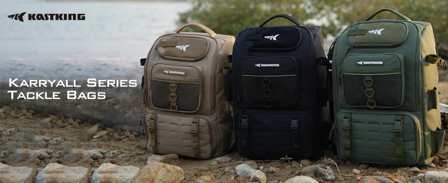 KastKing Karryall Fishing Tackle Backpack with Rod Holders 4 Tackle Boxes, 40L Fishing Bag Storage Fishing Gear and Equipment