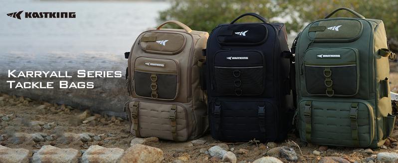 KastKing Karryall Fishing Tackle Backpack with Rod Holders 4 Tackle Boxes, 40L Fishing Bag Storage Fishing Gear and Equipment