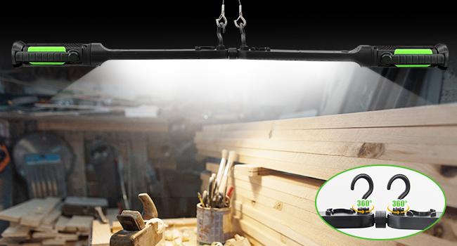 SYLSTAR Work Light for Mechanic, 2400LM Bright LED Work Light, 4400mAh Rechargeable Underhood Work Light Bar with Hooks, Magnetic Mechanic Light for Car Repairing/Inspection/Garage/Workshop/Emergency