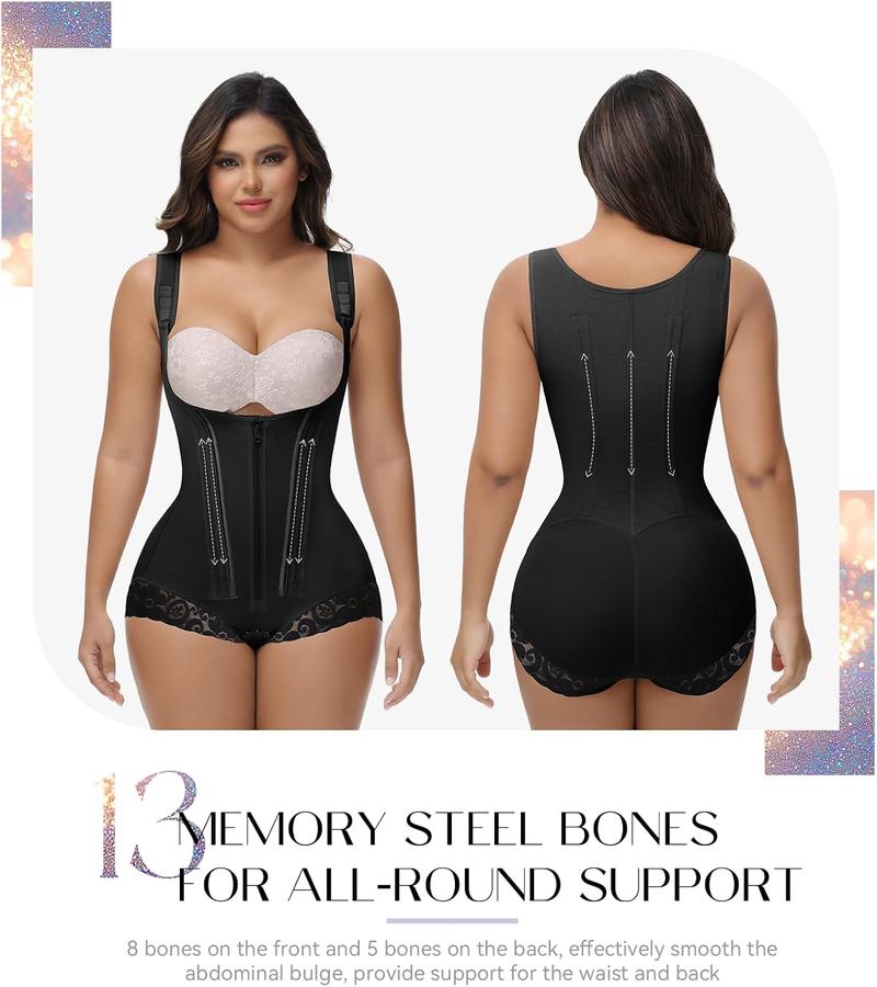 SHAPESHE 2-Layer Corset Shapewear for Women Tummy Control Butt Lifter Thong Garment