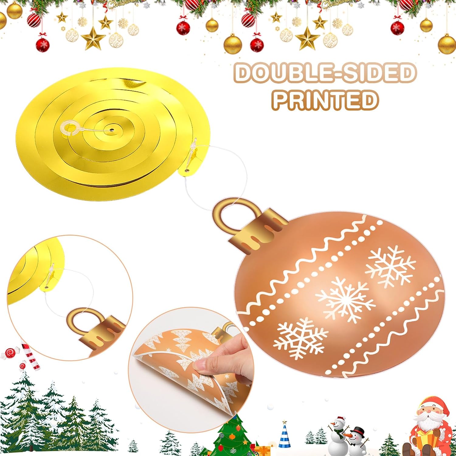54-Count Christmas Foil Swirls Decor Set - Colorful Plastic Smooth Snowflake Ball Ornaments, Cardboard Ceiling Decor for Holiday Winter Party Supplies (White), Party Decor