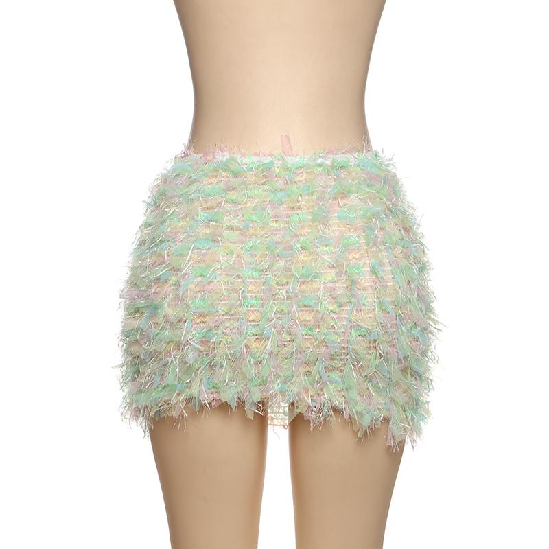 2025 Trendy Bohemian Summer Skirts, Women's All Over Print Fringe Bodycon Skirt, Casual Fashion High Waist Mini Skirt for Daily Outdoor Wear, Ladies Bottoms for Summer, Boho Casual Skirts