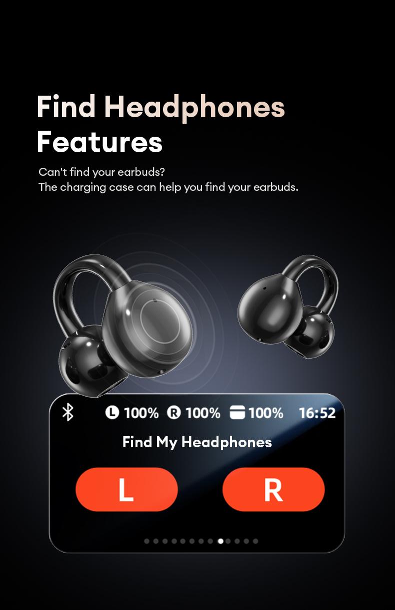 AOC ACD3521 Clip-On Ear Headphones with Real-Time Translation in 169 Languages, Audio-Visual Future Touch Screen, Wireless Headphones for Music & Phone Calls, Sport Waterproof & Sweatproof