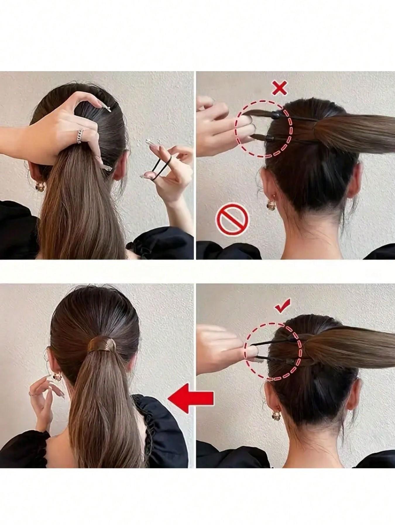 Wig Elastic Hair Ties，Simulation Hair Extensions and Braided Hair Accessories，High Elasticity Women's Wig, Hair Loop, Hair Tie, Rubber Band, Red Headband, Simple Imitation Silky Invisible Headwear, Net， Invisible Hair Band for Ponytail,