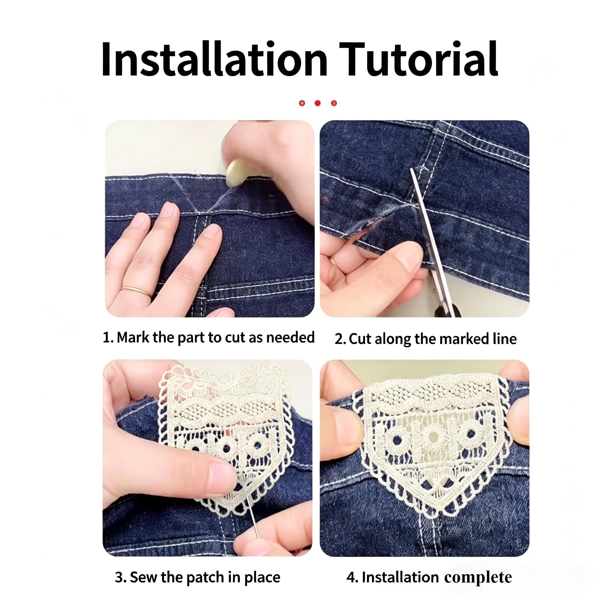 11-Pcs Jeans Waist Extender Bag Accessory, Adjustable Pants Waistband Extension with Lace Embroidery Fabric Insert, Comfortable Clothing Size Adjustment Tool