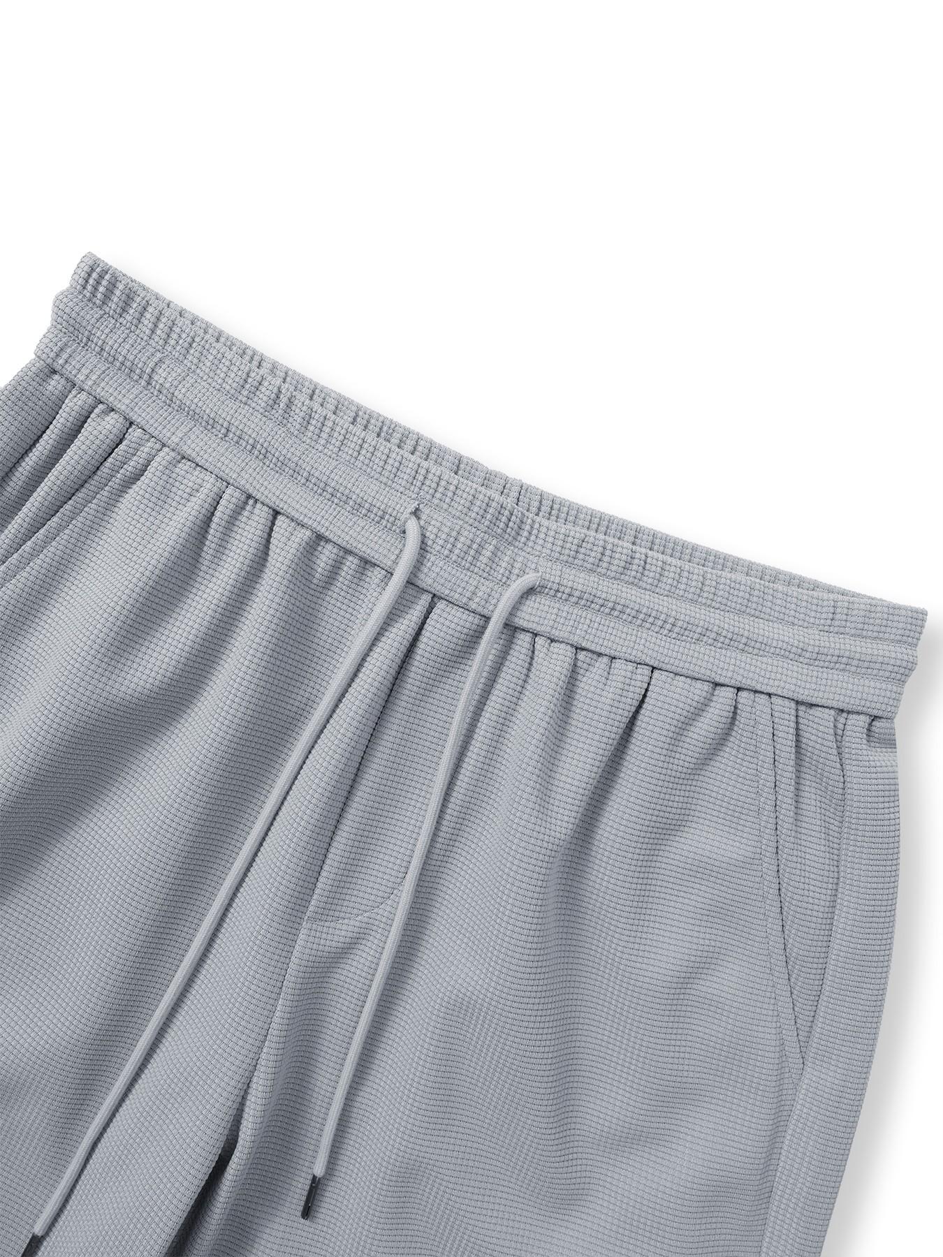 Men's Summer Streetwear Loose Fit Gym Shorts, Elastic Waist Textured Shorts, Trendy Waffle Pattern Lightweight Skateboard Shorts