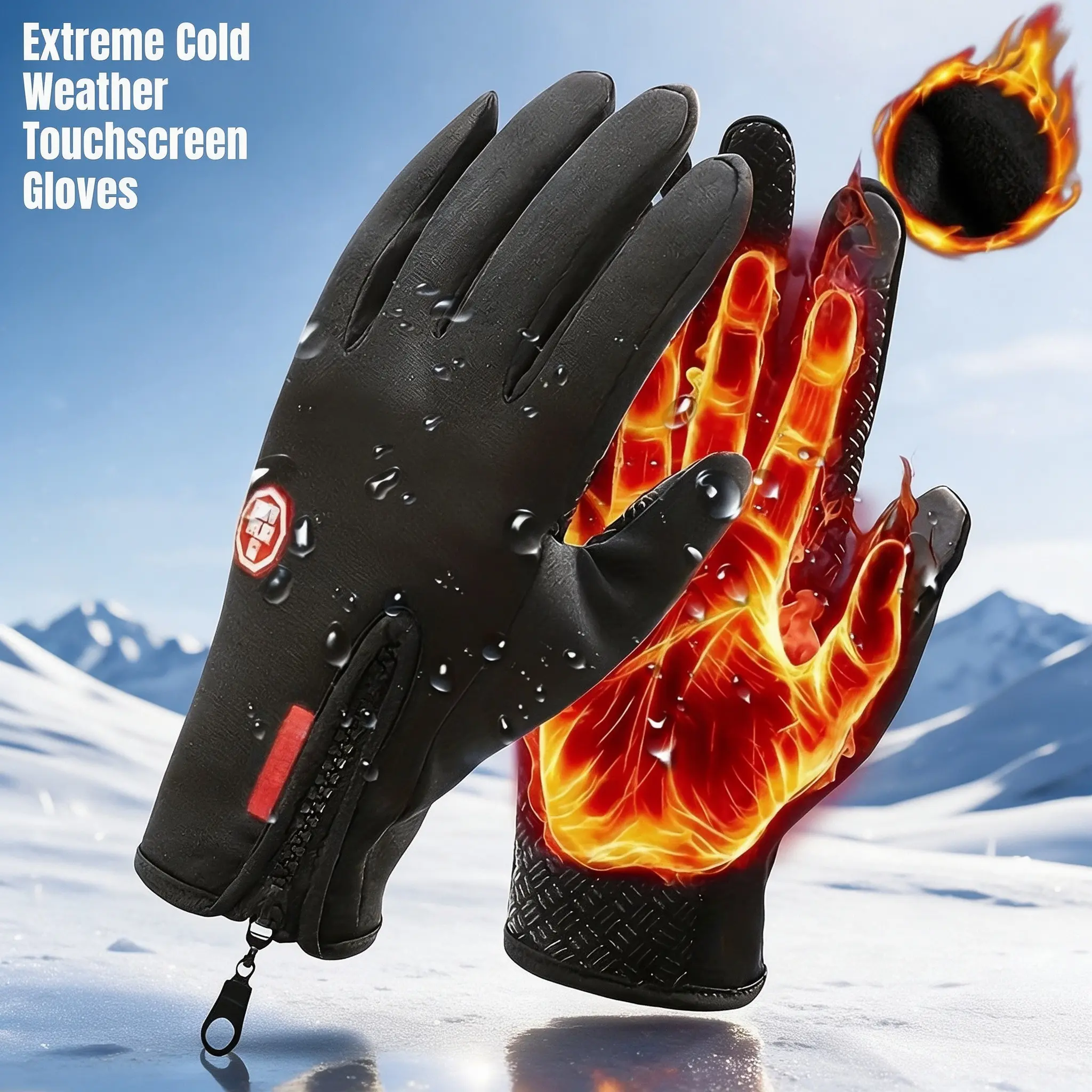 Extreme Cold Weather Touchscreen Winter Gloves for Men Women, Waterproof Windproof Thermal Plush Lined Non-Slip Full Finger Gloves for E-Bike Cycling Running Outdoor Activities