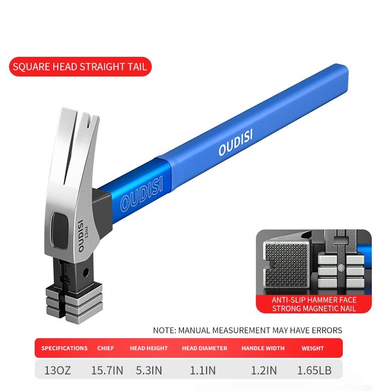 1 Multi-Function Heavy-Duty Claw Hammer Double-Sided Claw Hammer Woodworking Nail Puller Non-Slip Grip Durable and Sturdy Ideal for Woodworking, Construction, Auto Repair, Camping, Emergency Escape Industrial and Household Use Clawhammer