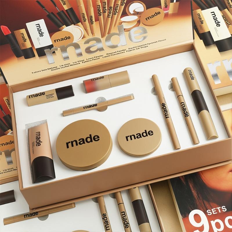 Full Face Makeup Set Gift Box, Cosmetic Makeup Set, 9-Piece Kit Including Foundation, Eyeliner, Lipstick, Travel-Friendly, Perfect for Beginners