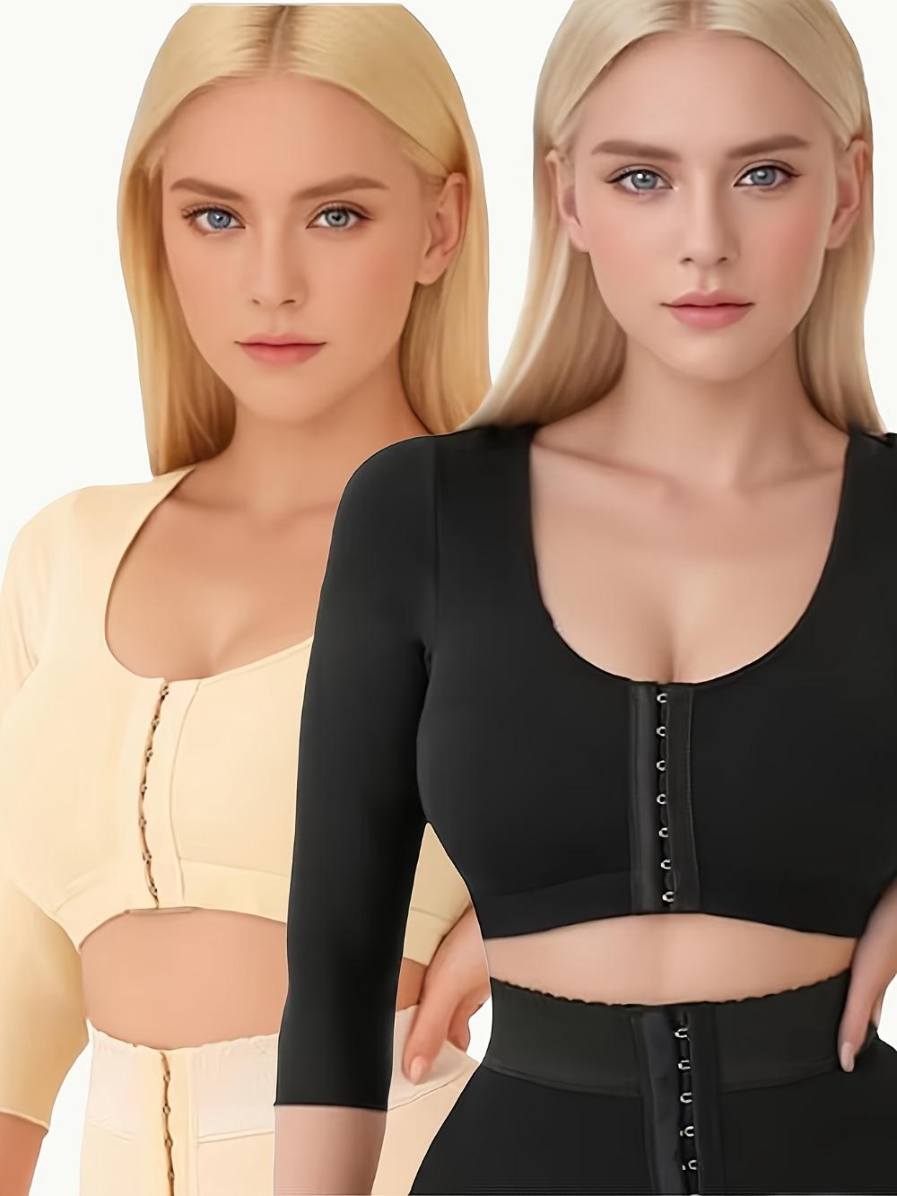 Women's Front Opening Shaping Bra Set Upper Arm Shaping Training Top Compression Sleeve Top Tummy Control Breast Arm Sculpting Body Shaper