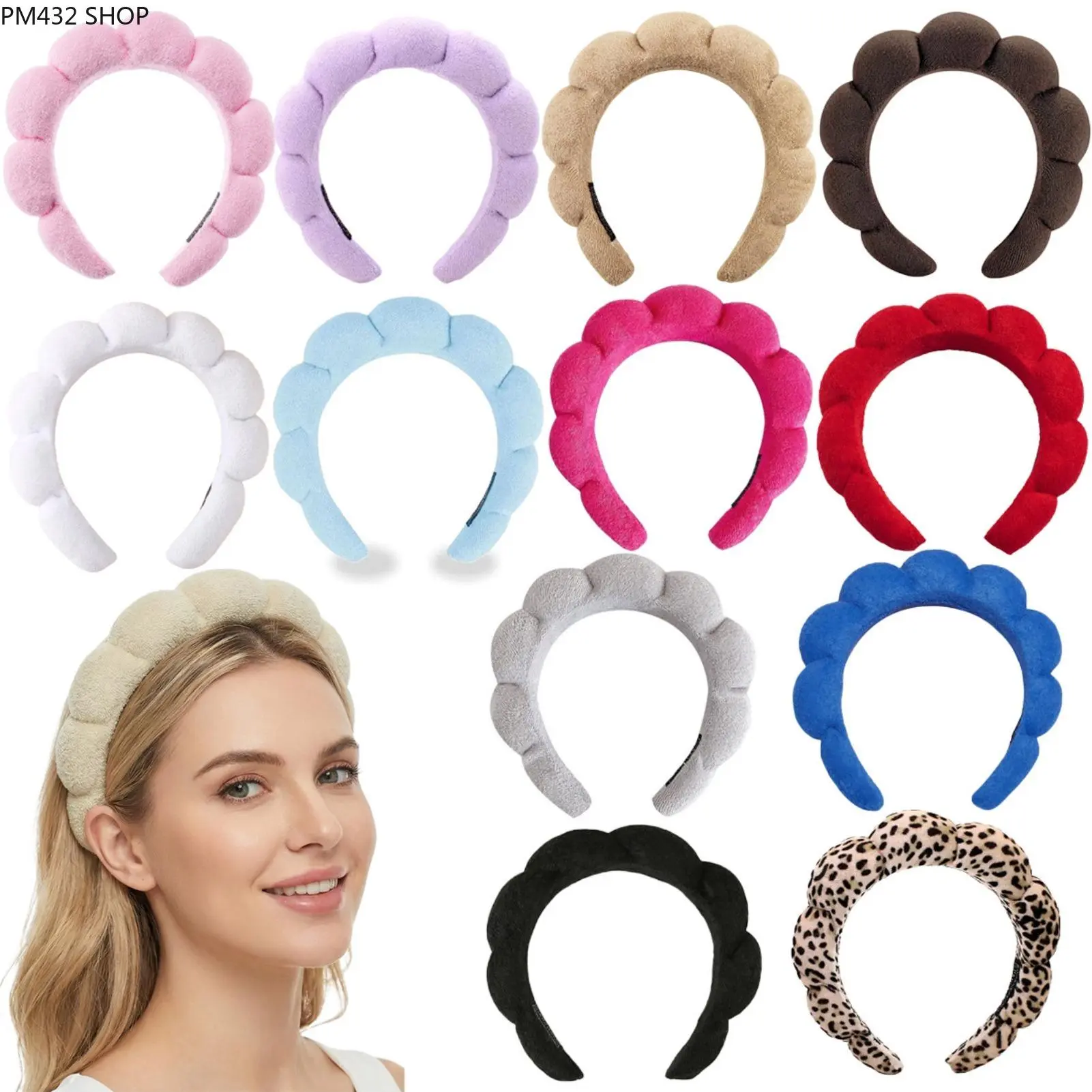 Women's Cloud Puff Fashion Headband - High Crown Volumizing Makeup Accessory, Soft Sponge Head Band for Washing Your Face, Anti-Slip Fluffy Hair Hoop for Skincare, Spa Routine