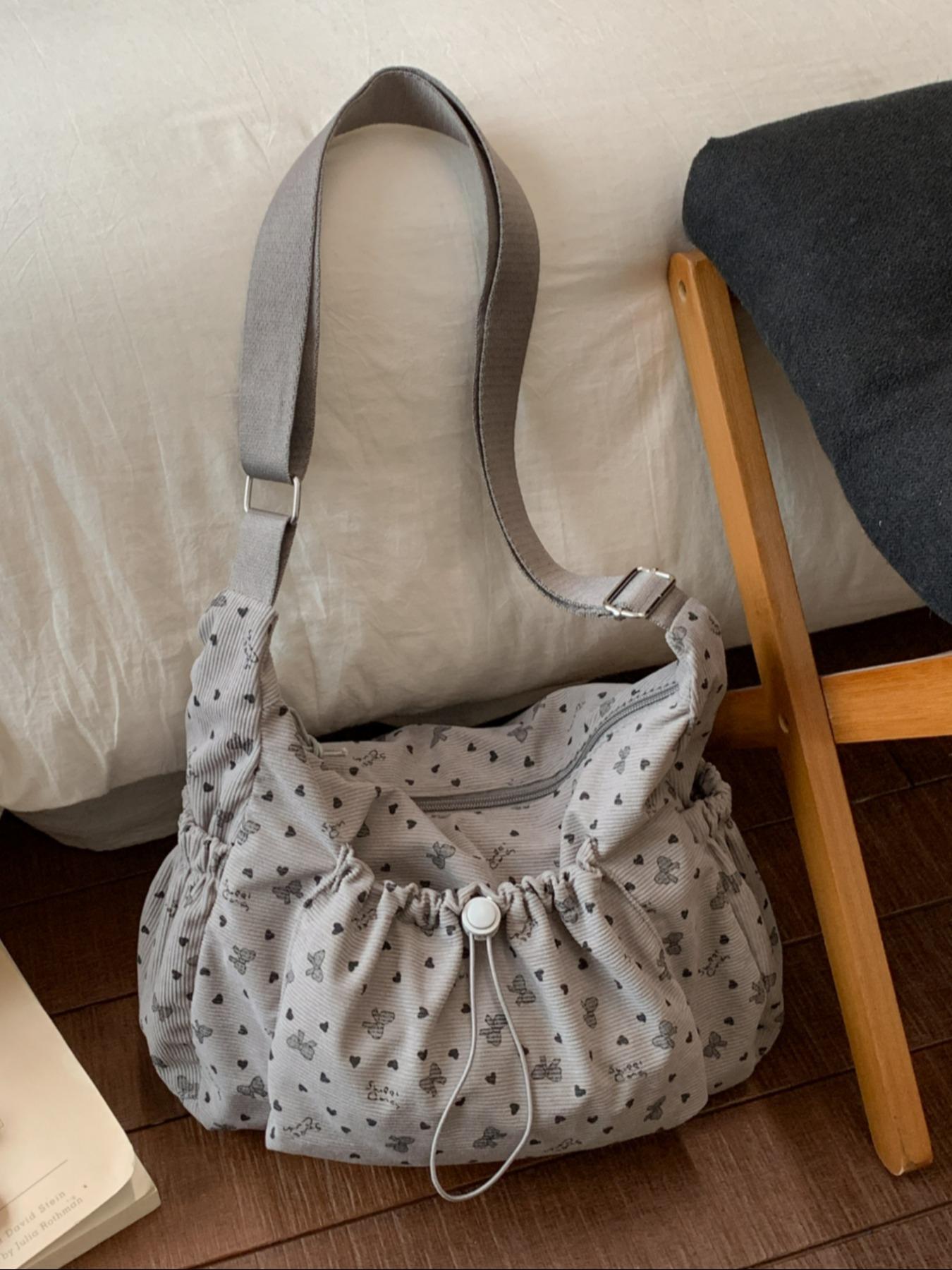 Japanese-style minimalist plaid canvas bag, large capacity, 2025 new autumn/winter casual shoulder/crossbody bag, high-end commuter dumpling bag, zip closure, suitable for campus, workplace, commuting, casual shopping, and everyday accessories.