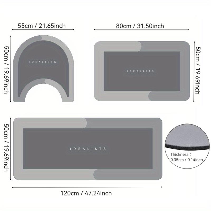 Soft Absorbent Non Slip Bathroom Mat Set, 3 Counts/set including Washable Rug & Toilet U Shaped Mat & Entrance Door Mat, Home Decor